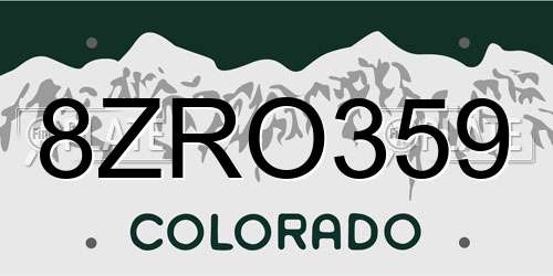 8ZRO359 Colorado License Plate