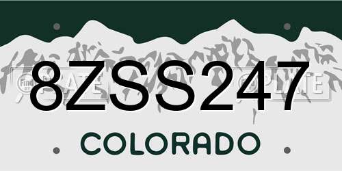 8ZSS247 Colorado License Plate