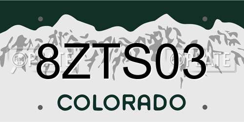 8ZTS03 Colorado License Plate