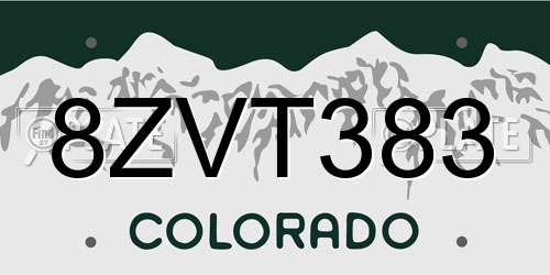8ZVT383 Colorado License Plate
