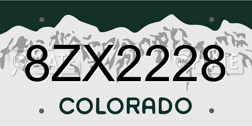 8ZX2228 Colorado License Plate