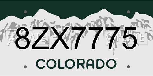 8ZX7775 Colorado License Plate