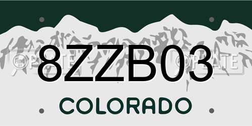 8ZZB03 Colorado License Plate