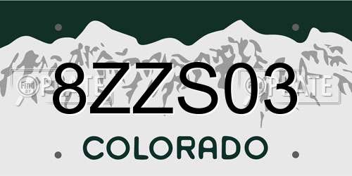 8ZZS03 Colorado License Plate