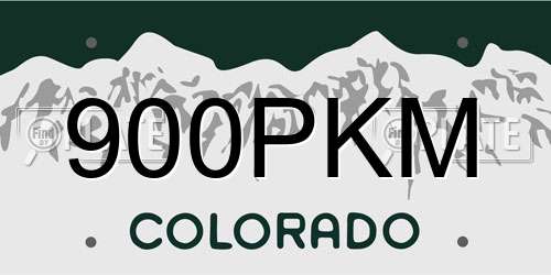 900PKM Colorado License Plate