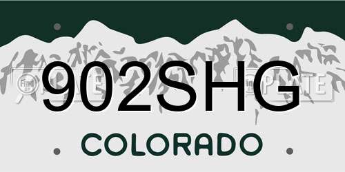 902SHG Colorado License Plate