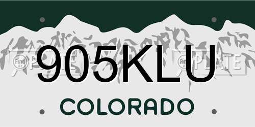 905KLU Colorado License Plate