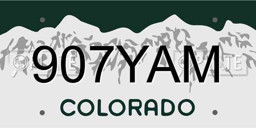 907YAM Colorado License Plate