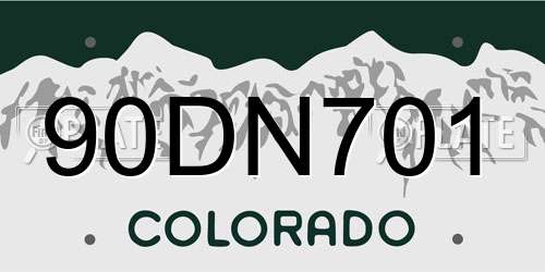 90DN701 Colorado License Plate