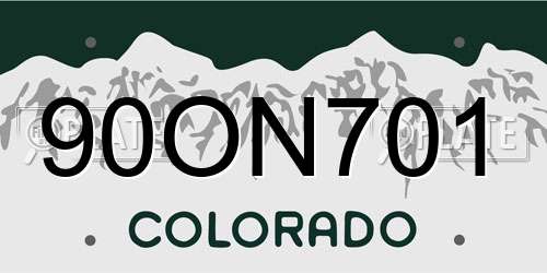 90ON701 Colorado License Plate