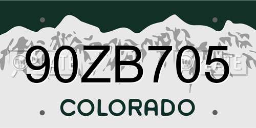 90ZB705 Colorado License Plate