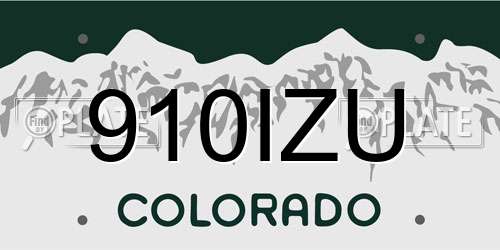 910IZU Colorado License Plate