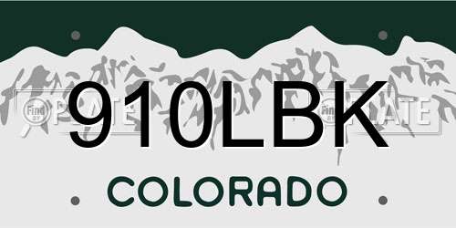 910LBK Colorado License Plate