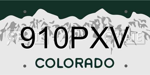 910PXV Colorado License Plate