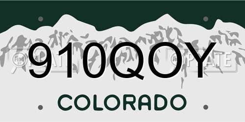 910QOY Colorado License Plate