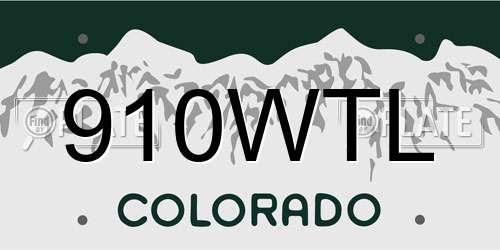910WTL Colorado License Plate