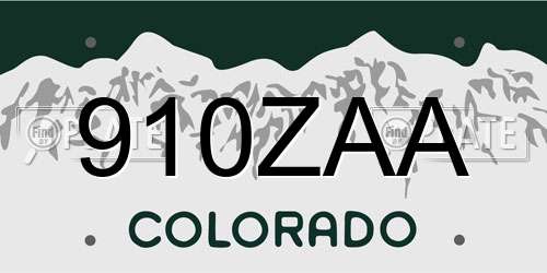 910ZAA Colorado License Plate