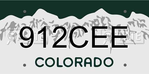 912CEE Colorado License Plate