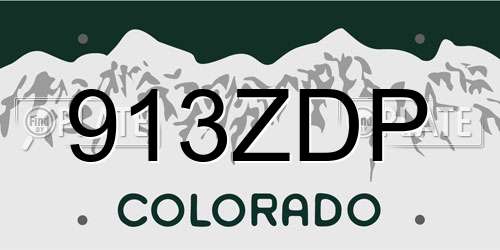 913ZDP Colorado License Plate