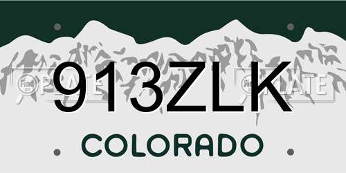 913ZLK Colorado License Plate