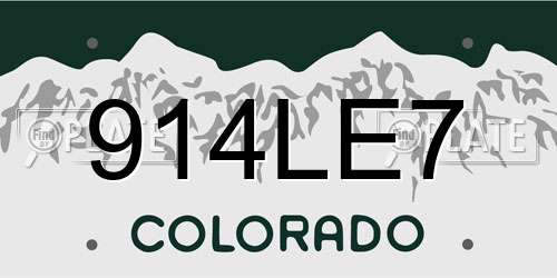 914LE7 Colorado License Plate