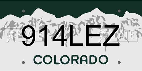 914LEZ Colorado License Plate