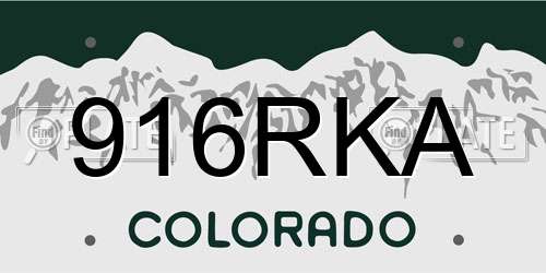 916RKA Colorado License Plate