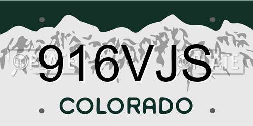 916VJS Colorado License Plate