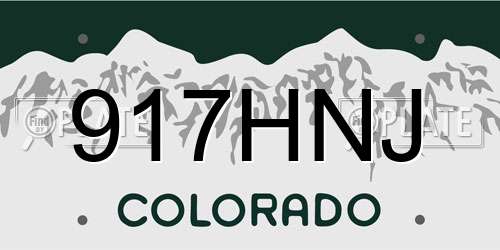 917HNJ Colorado License Plate