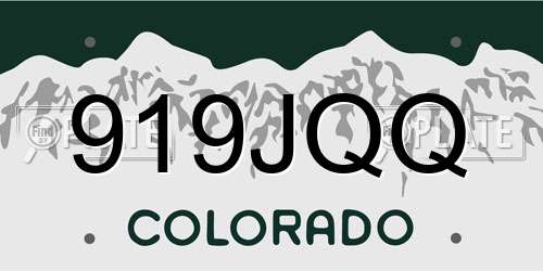 919JQQ Colorado License Plate