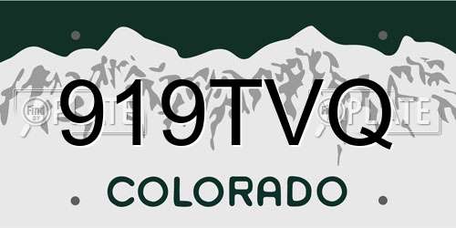 919TVQ Colorado License Plate