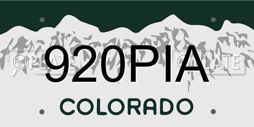 920PIA Colorado License Plate