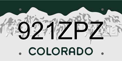 921ZPZ Colorado License Plate