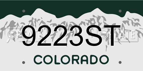 9223ST Colorado License Plate