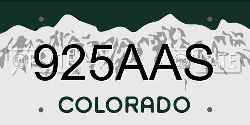 925AAS Colorado License Plate