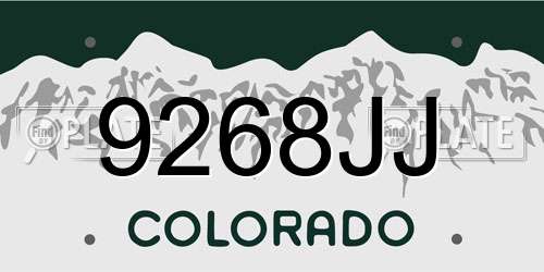 9268JJ Colorado License Plate