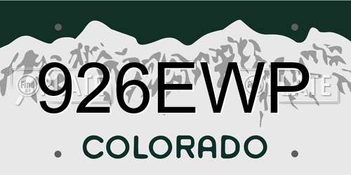 926EWP Colorado License Plate