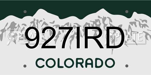 927IRD Colorado License Plate