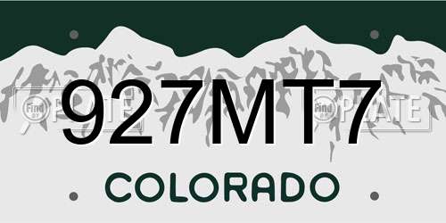 927MT7 Colorado License Plate
