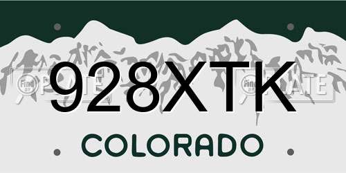 928XTK Colorado License Plate