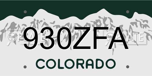 930ZFA Colorado License Plate