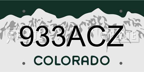 933ACZ Colorado License Plate