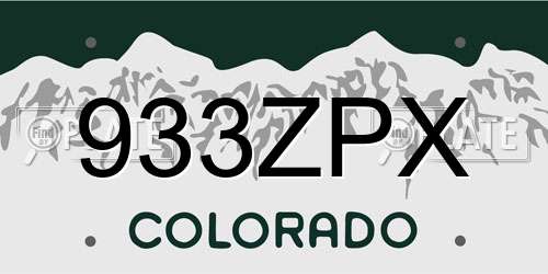 933ZPX Colorado License Plate