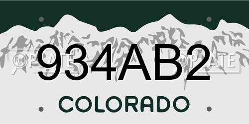 934AB2 Colorado License Plate