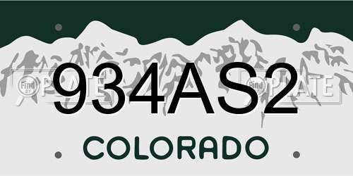 934AS2 Colorado License Plate