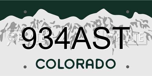 934AST Colorado License Plate