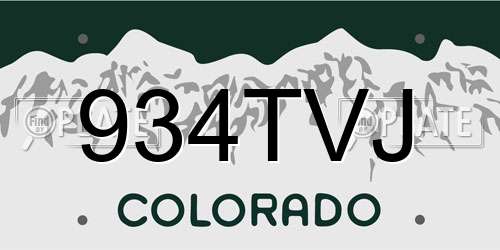 934TVJ Colorado License Plate