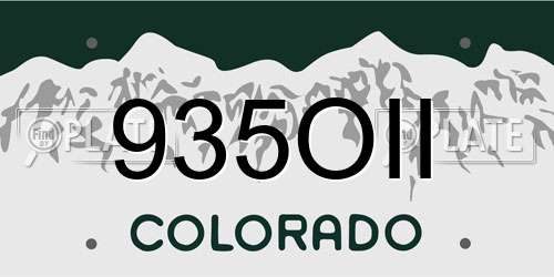 935OII Colorado License Plate