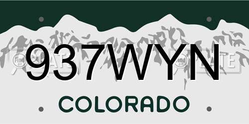 937WYN Colorado License Plate
