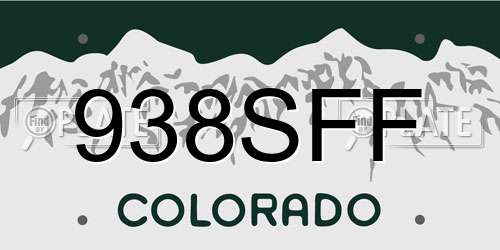 938SFF Colorado License Plate